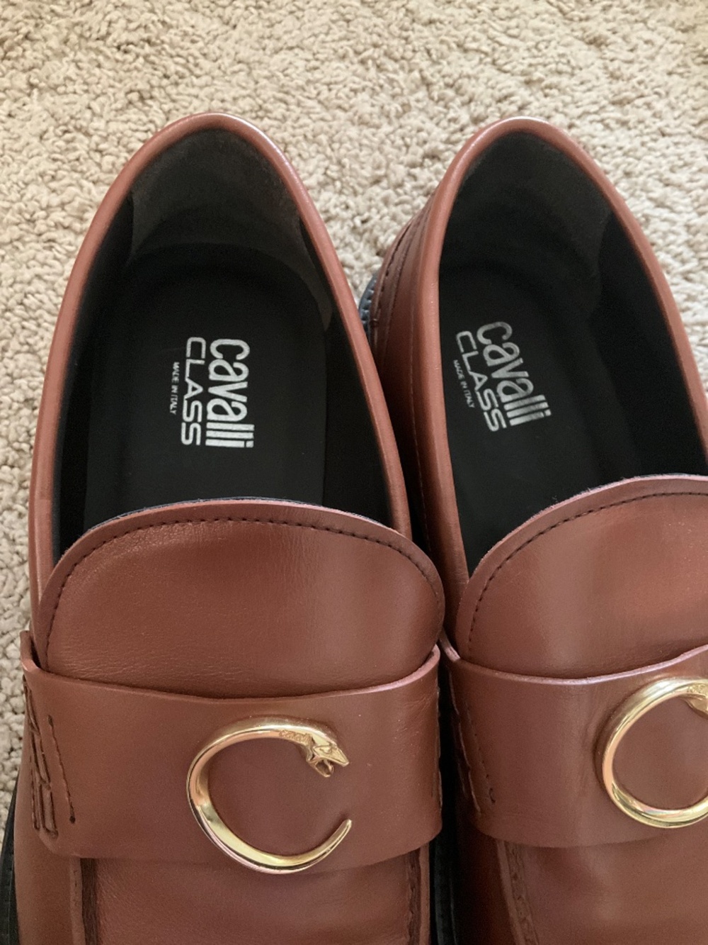Roberto Cavalli Logo Bit Loafer in brown leather - Picture 5 of 9
